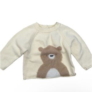 Little Me Cream White Sweater With Teddy Bear Size 3-6 Months
